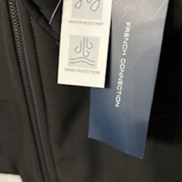 French Connection brand black mid-weight hooded all-weather outerwear NWT Size M - Picture 7 of 13